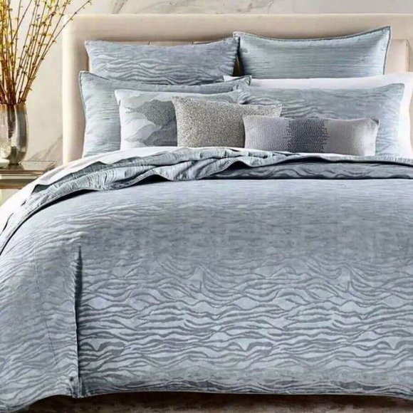 Hotel Collection Wavelet Full/Queen Duvet Cover Slate Blue